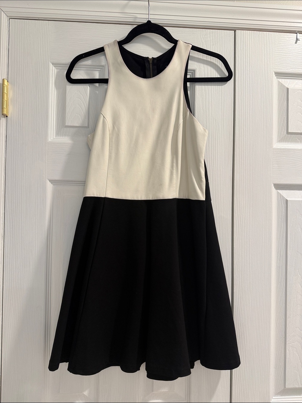 Olivaceous Faux White Leather Cut Out Fit and Flare Skater Dress Size Large